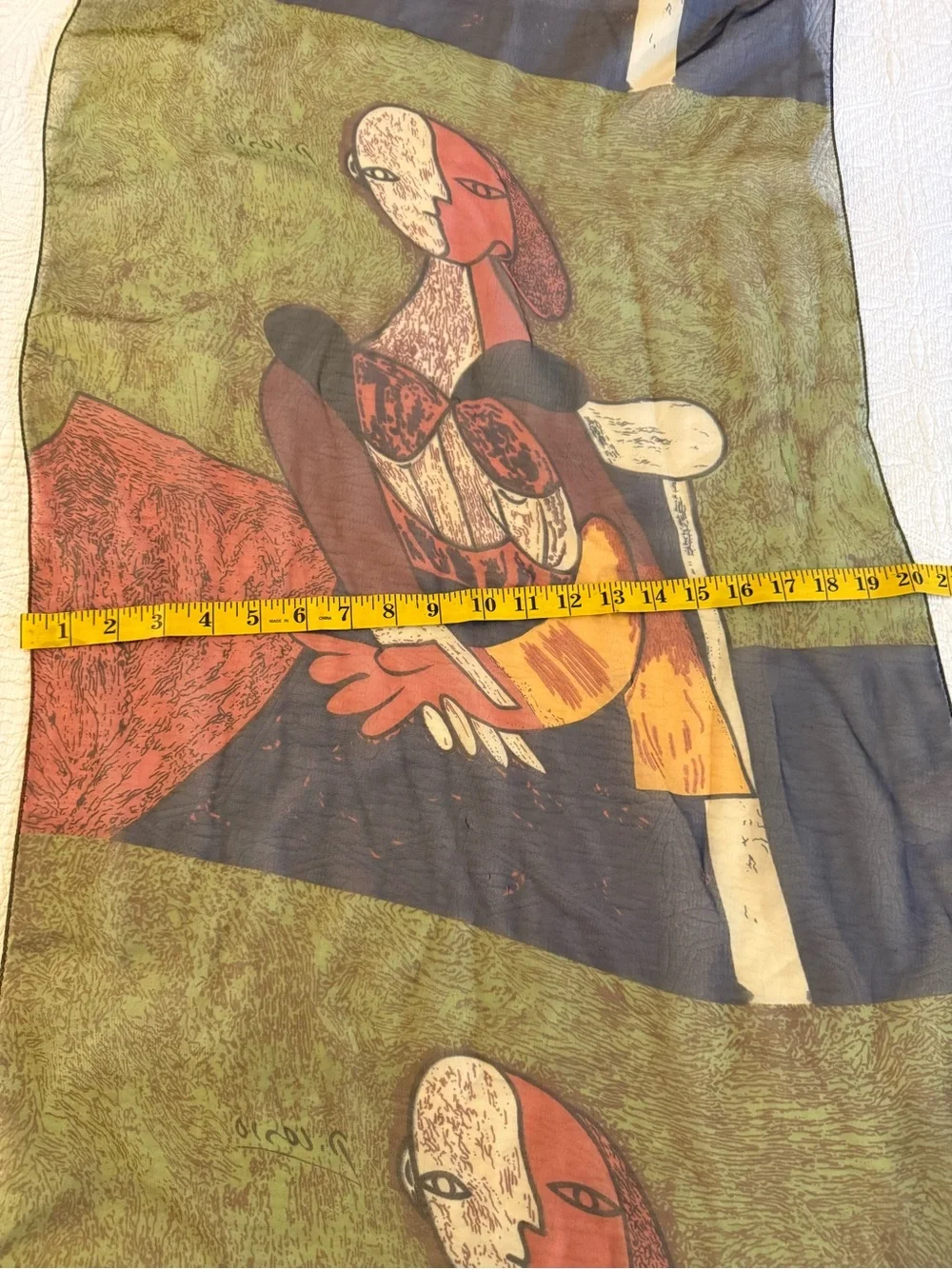 City Silk Artistic Olive Green Printed scarf